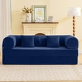thumbnail image 3 of Atlas Mattress Perri Blue 79" Modular Compressed Sofa with Corduroy Upholstery, Lumbar Pillows & Metal Support, 3 of 6