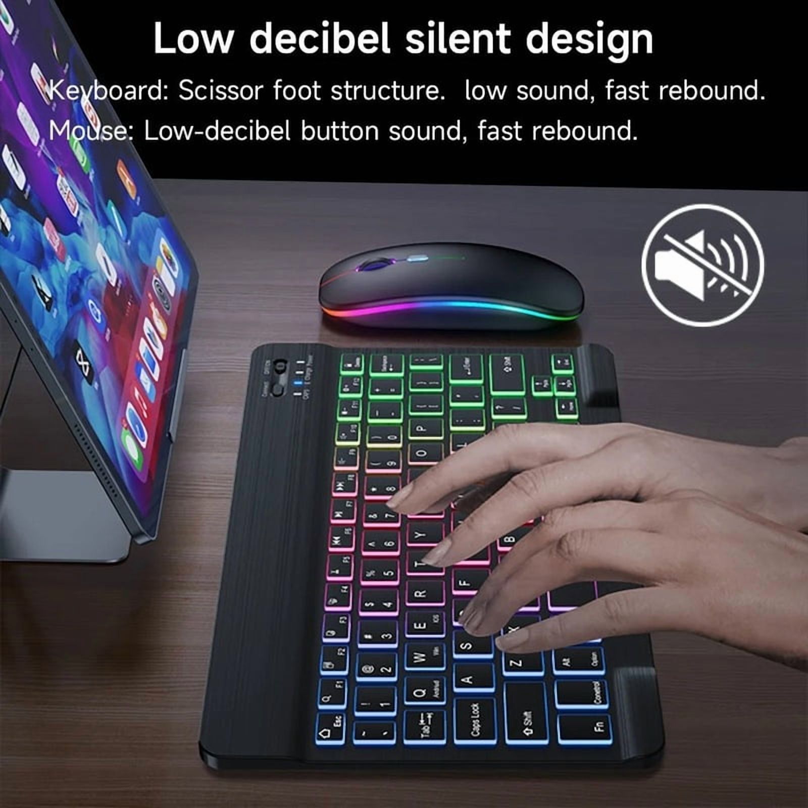 Bluetooth Keyboard Wireless 7 Backlit Color Keyboard for Tablet Laptop Rechargeable Arabic Russian Spanish Portuguese Keyboard