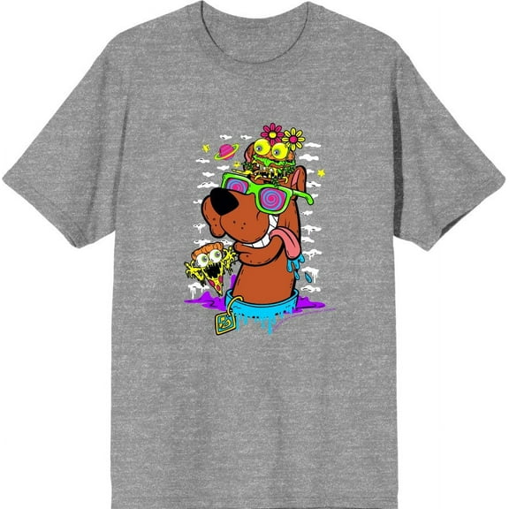Scooby-Doo Dog With Shades Men's Heather Gray Crew Neck Short Sleeve Tee-XS