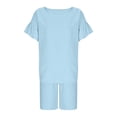 thumbnail image 6 of EnJoCho Girls Summer Outfits Casual Loung𝖾 Set Cap Sleeve T Shirt Elastic Waist Shorts 2 Piece Clothing Sets Cozy Loung𝖾wear Two Piece Matching Comfy Outfit Lightweight, 6 of 8