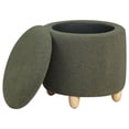 thumbnail image 4 of Valia Faux Sheepskin Upholstered Round Storage Ottoman Ivory, 4 of 4