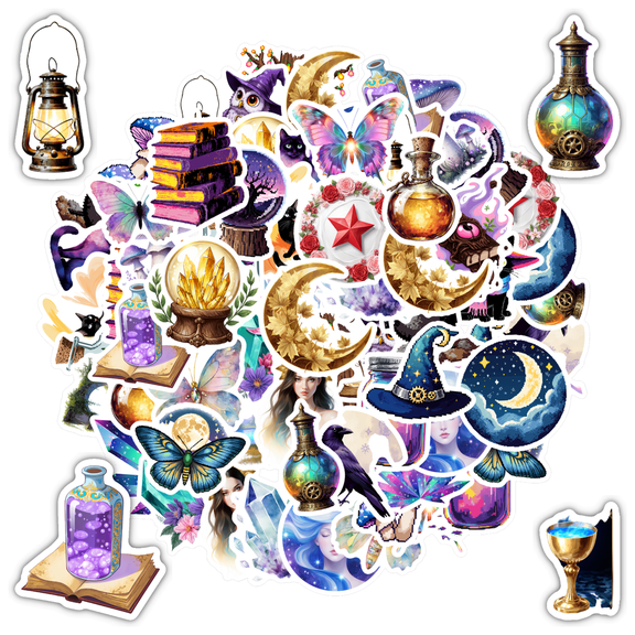 35pcs Mystical DIY Stickers Magical Stationery Animal Stickers Enchanted Kids Stickers for Suitcase Luggage Laptop