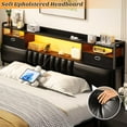 thumbnail image 4 of Aheaplus King Headboard with Drawer Storage and RGB LED Light, King Size Upholstered Headboard with Charging Station and Bookcase, for Bedroom/Dorm Room/Guest Room, Black, 4 of 7