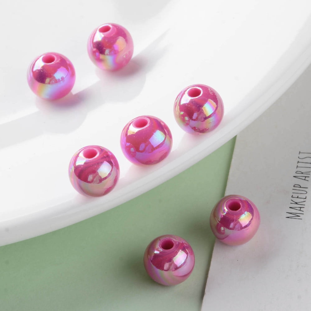 Opaque Acrylic Beads AB color Plated Round Camellia 10x9mm Hole: 2mm 940pcs/500g