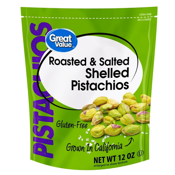 Great Value Roasted & Salted Shelled Pistachios, 12 oz
