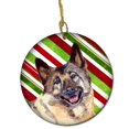 thumbnail image 1 of Norwegian Elkhound Candy Cane Holiday Christmas Ceramic Ornament, 1 of 1