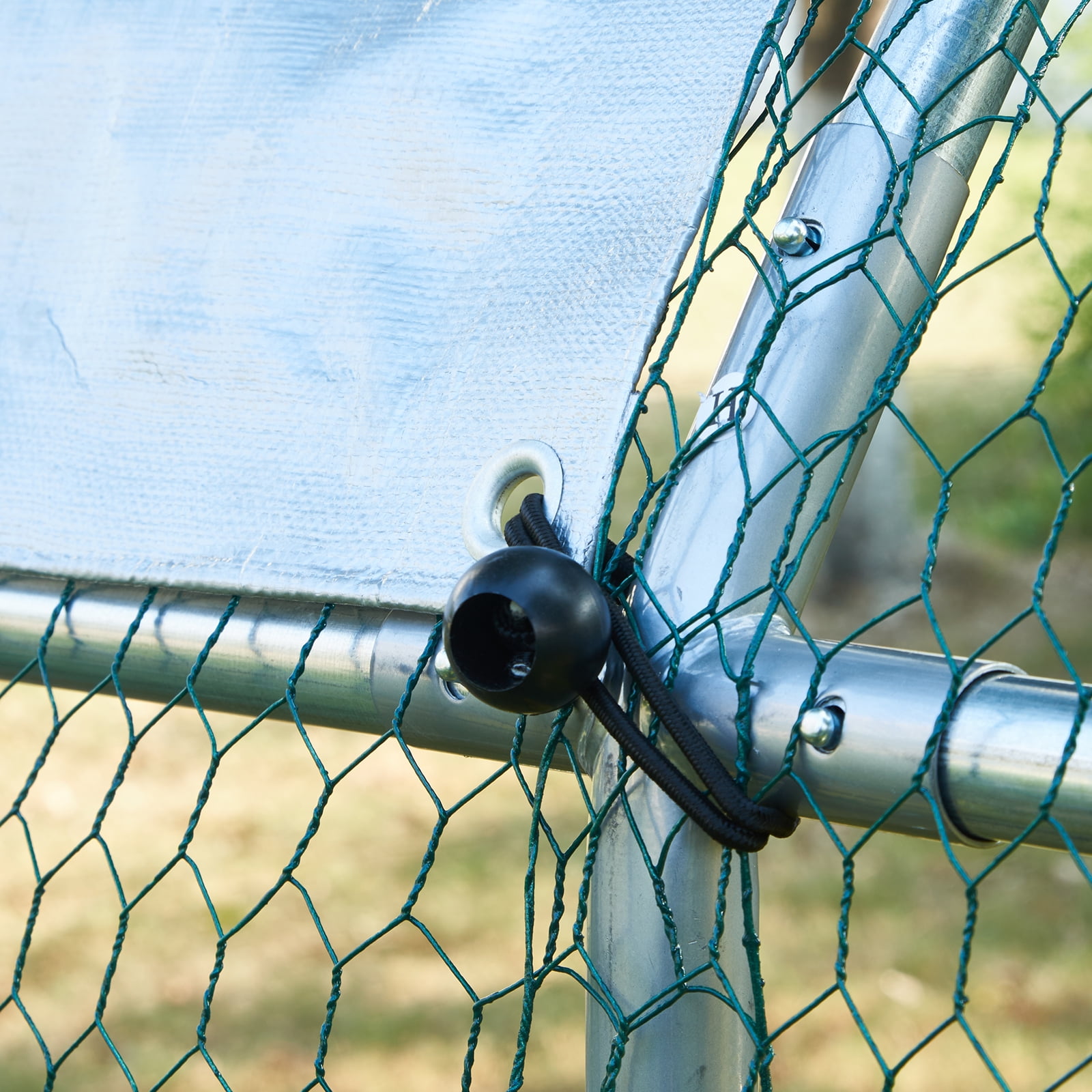 KFFKFF Chicken Coop Large Metal Chicken Cage House Waterproof Run Large Metal Chicken Coop Outdoor Walk in Chicken Coop Cage Backyard Farm Use 6.6x9.8x6.6 ft Dome Roof