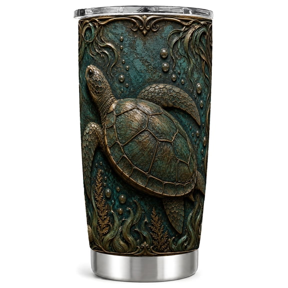 Sea Turtle Tumbler 20oz, Ocean Tumbler, Vintage Stainless Steel Travel Cup