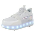 thumbnail image 1 of Espadrilles pour Garçons Chaussures pour Enfants Espadrilles à Semelles Épaisses avec Roues Chaussures Légères à la Mode Espadrilles à Roulettes Rechargeables par USB (Blanc, 13-13,5 Ans), 1 of 8