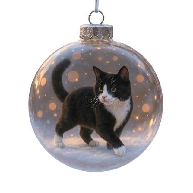 Cute Cats Christmas Ornaments Collection, Cat Christmas Ornaments, Cute Cat Figurines, Festive Home Decor, Xmas Tree Accents, Wooden Stand, 2-Tier Design, for Living Room
