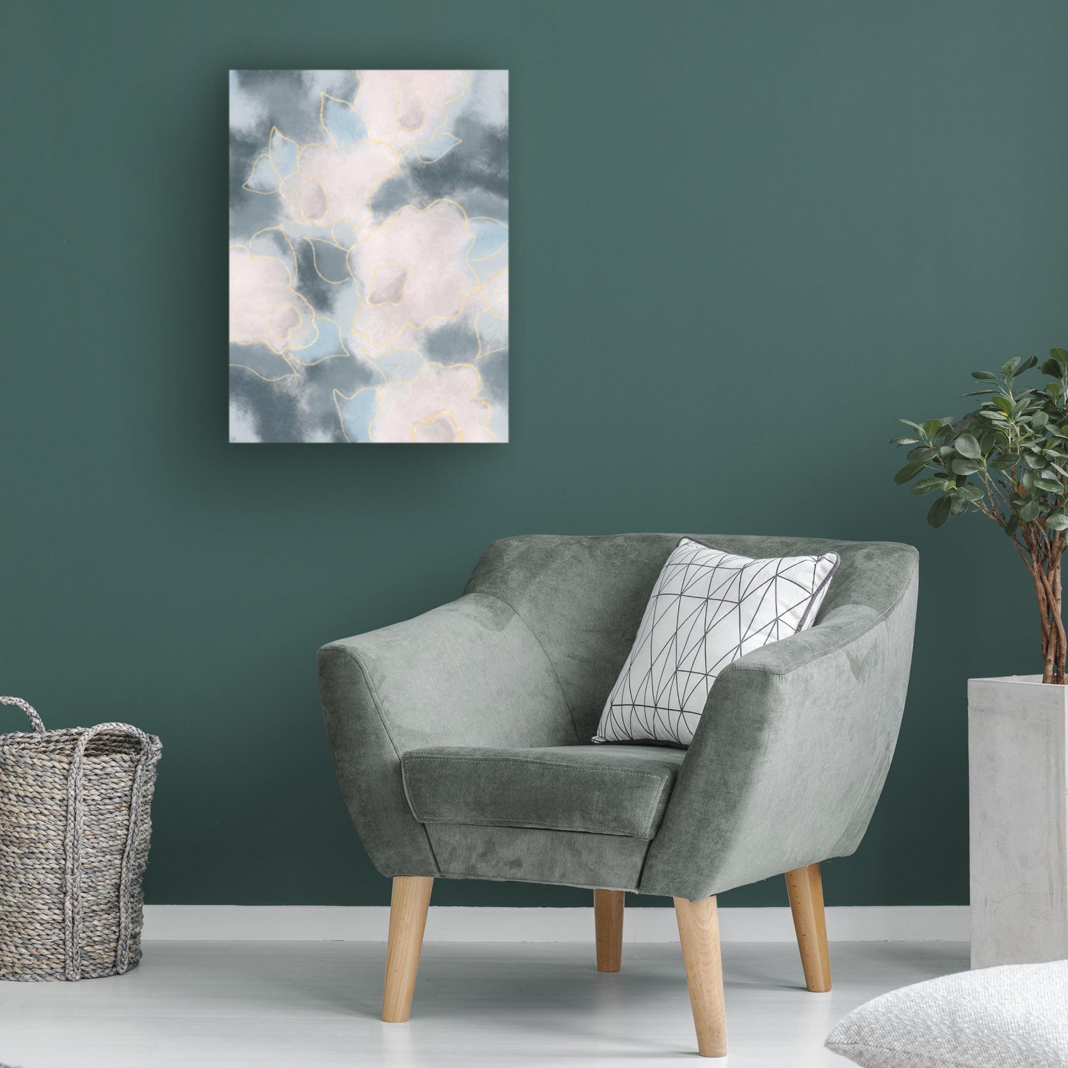 Canvas Wall Art - Line and Brush 'Floral Fibers Soft And Loose' Wall Art for Living Room, Bedroom, or Office Décor by Trademark Fine Art - 14 x 19 Inches