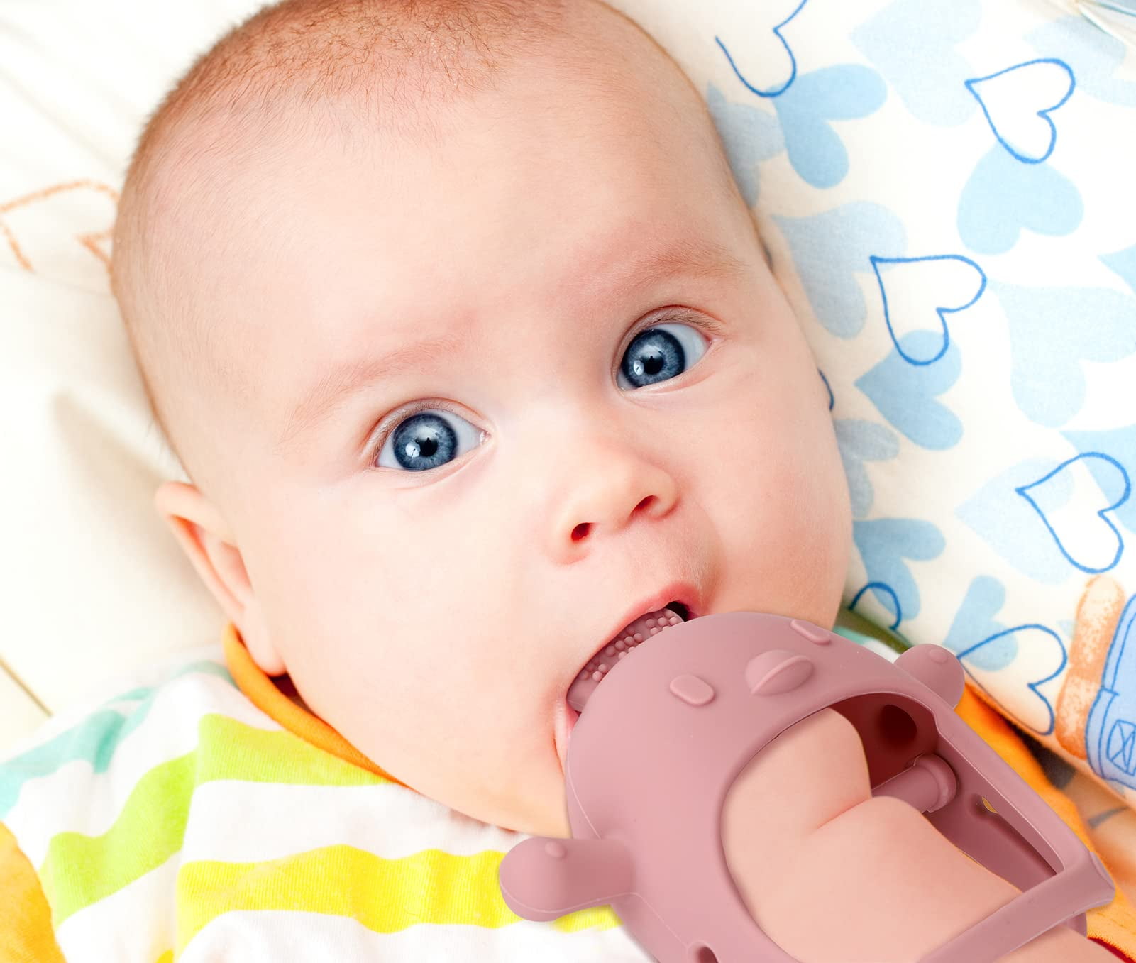 Silicone Baby Teether Toy for Infants 3+ Months, BPA Free Anti-Drop Silicone Mitten Teething Toy for Soothing Sore Gums, Baby Chew Toys for Sucking Needs