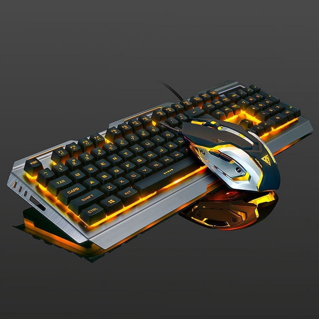 Juego de teclado y ratón con sensación mecánica, para ordenador portátil, de escritorio, con cable, para juegos