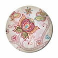 thumbnail image 1 of Floral Mouse Pad for Computers, Flower and Butterfly Floral Arragement Design Print, Round Non-Slip Thick Rubber Modern Gaming Mousepad, 8" Round, Pink Beige Khaki, by Ambesonne, 1 of 2