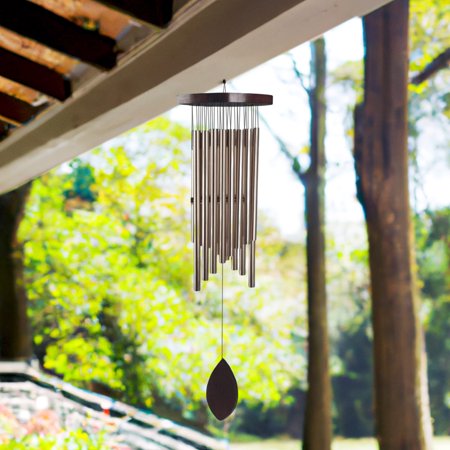ICE ARMOR 30" Long Silver Wood Top Traditional Wind Chime