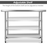 Costway 30 x 48 Stainless Steel Commercial Kitchen Work Table w/ 4 Wheels