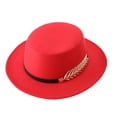 thumbnail image 2 of VLOOCKLW Flat Top Jazz Hat Women Men Wool Warm Autumn Winter Hat with Ribbon Wide Brim Classic Jazz Caps for Daily Dress Outdoor Wear, 2 of 3