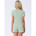 thumbnail image 4 of DARING DIVA Ribbed Knit Pajama Set Soft Short Sleeve Top XS Green, 4 of 7