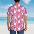 thumbnail image 6 of Balery Rabbit Holding Flowers Print Men's Hawaiian Shirts Short Sleeve Beach Shirt Relaxed Fit Vacation Button Down Shirts-Small, 6 of 9
