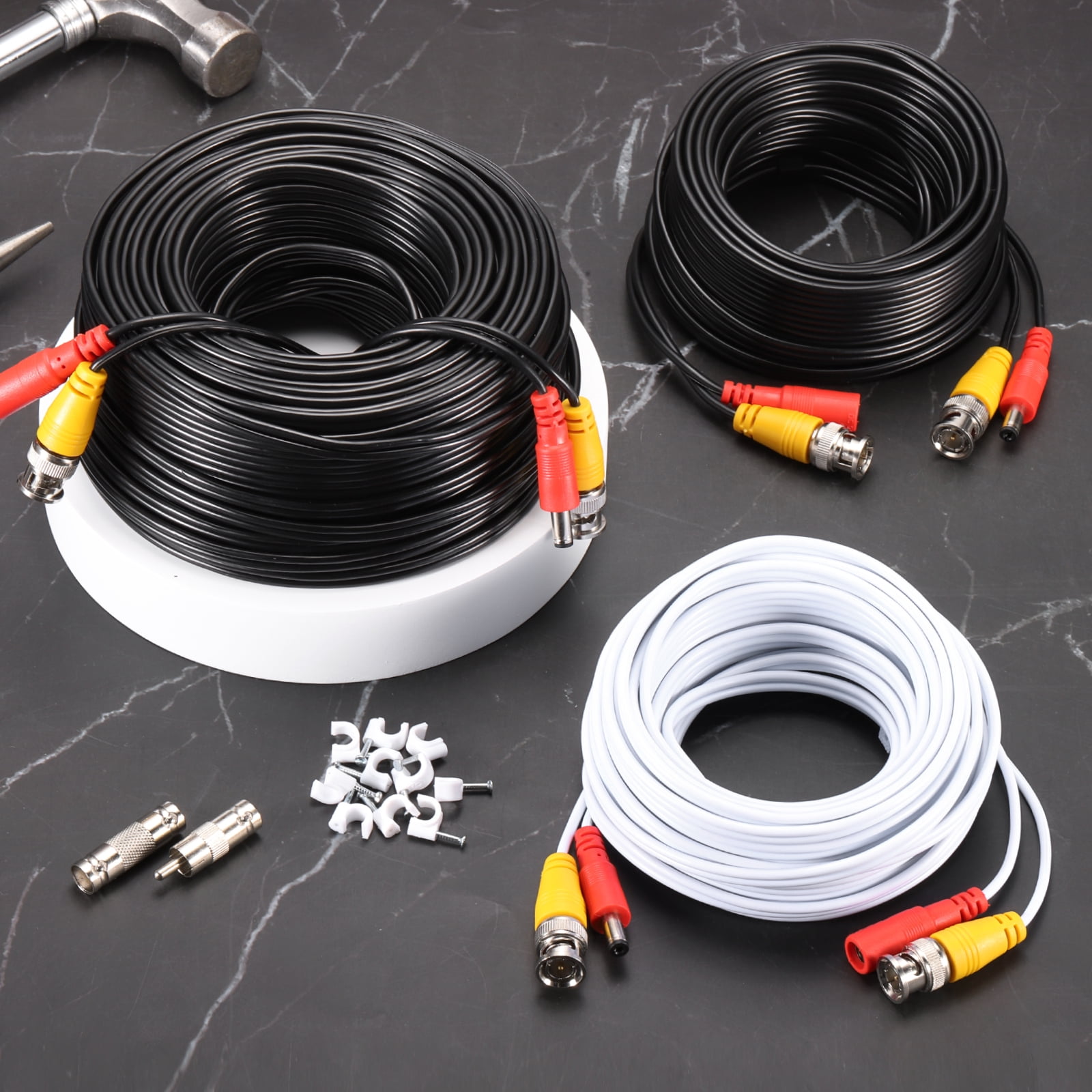 BNC Video Power Cable,20m/66ft All-in-One Security Camera Wire,1 Set Black
