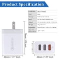 thumbnail image 3 of Chargeur Mural USB 3.0 à Charge Rapide, Adaptateur d'Alimentation Chargeur USB 3.0 QC 30W Portable, 3 of 5