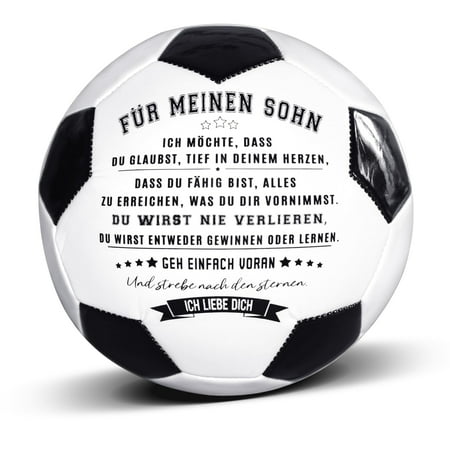 Uloveido High Performance Traditional Black White Soccer Ball for Son Daughter Grandson Birthday Christmas Day Gift I Love You Soccer Balls Y594 (FUR MEINEN SOHN)