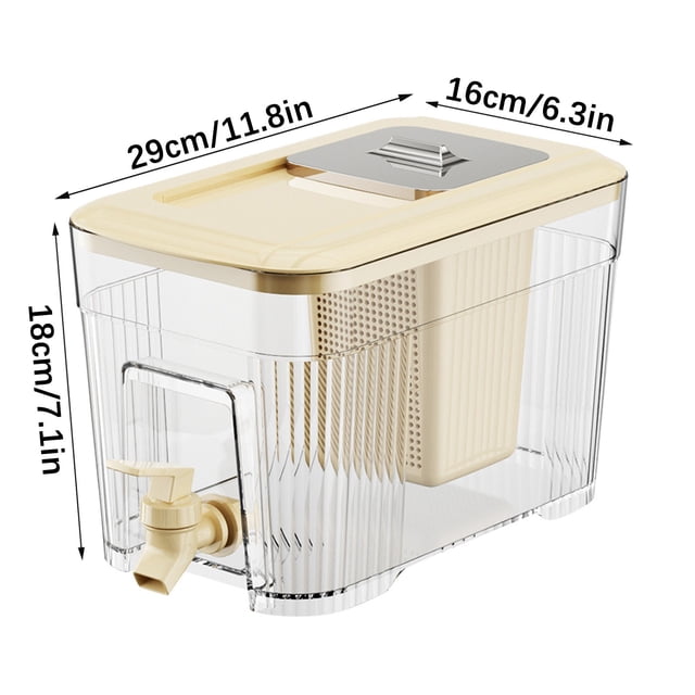 Botella de agua fría de gran capacidad con grifo, dispensador de bebidas de plástico para limonada, té helado y bebidas con infusión de frutas. Jarra de agua para refrigerador con tapa hermética.