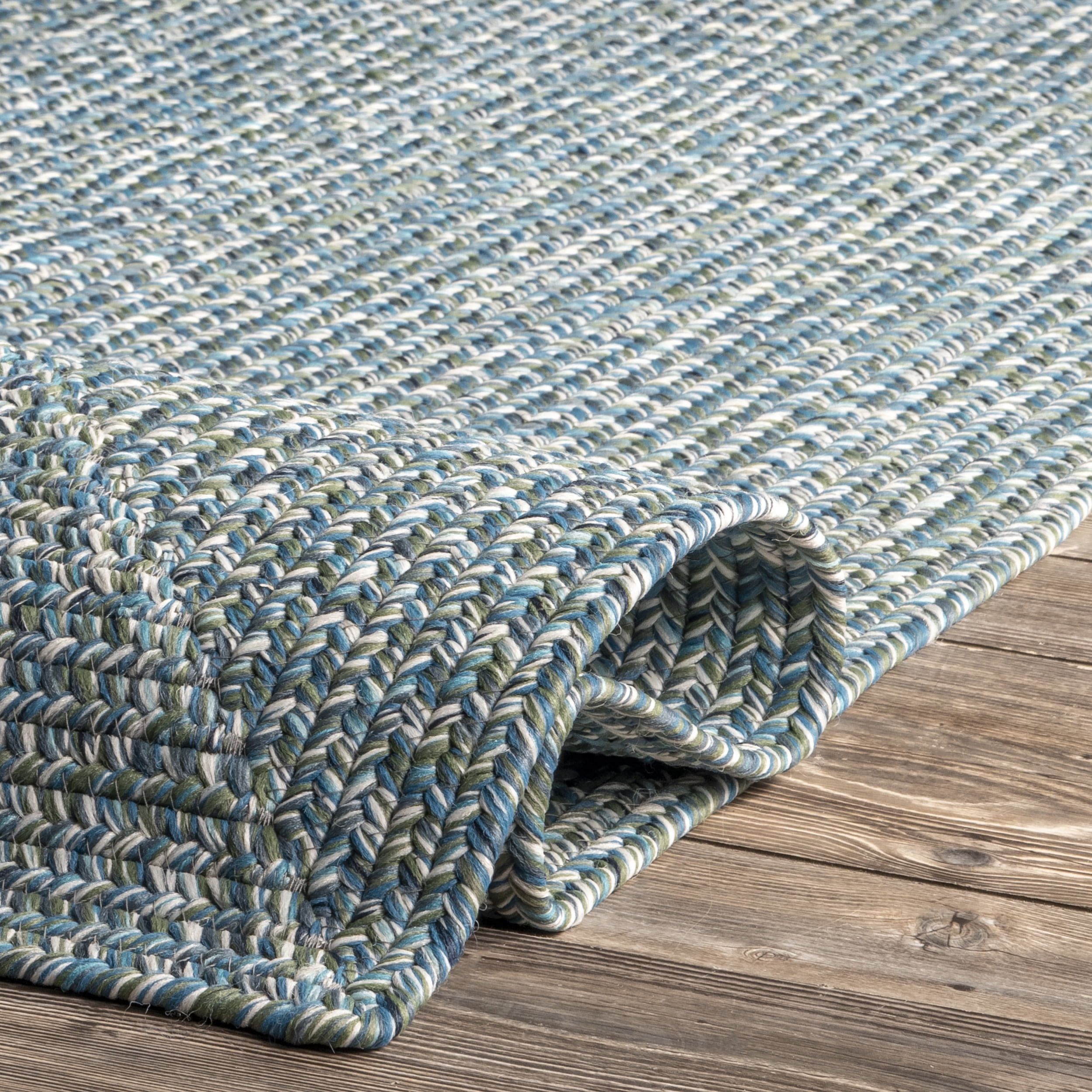 nuLOOM Wynn Braided Indoor/Outdoor Aqua 5' x 8' Casual Area Rug