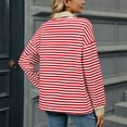 thumbnail image 5 of kamemir Lightweight Sweatshirts for Women Womens Oversized Sweatshirt 2024 Casual Crewneck Long Sleeve Colorblock Striped Pullover Tunic Tops Outfits(Red,S), 5 of 5