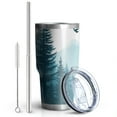 thumbnail image 2 of 30oz Forest with Mountains Tumblers Stainless Steel Tumbler with Lid and Straw,Vacuum Insulated Double Wall Travel Tumbler Cups Mug with Cleaning Brush for Coffee,Tea, 2 of 7