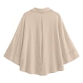 thumbnail image 4 of Molidfa Women's V-Neck 3/4 Sleeve Solid Button-Front Casual Shirt, 4 of 5