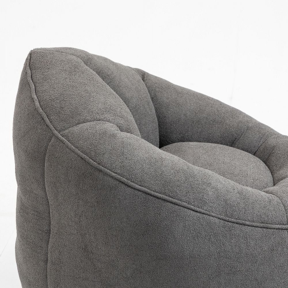 BSHTI Bedding Bean Bag Sofa Chair High Pressure Foam Bean Bag Chair Adult Material with Padded Foam Padding Compressed Bean Bag With Footrest,Gray