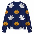 thumbnail image 4 of Tiijoy Girls Halloween Sweater Ghost Pumpkin Long Sleeve Knit Cardigan, Blue, Sizes 5-14, 4 of 4