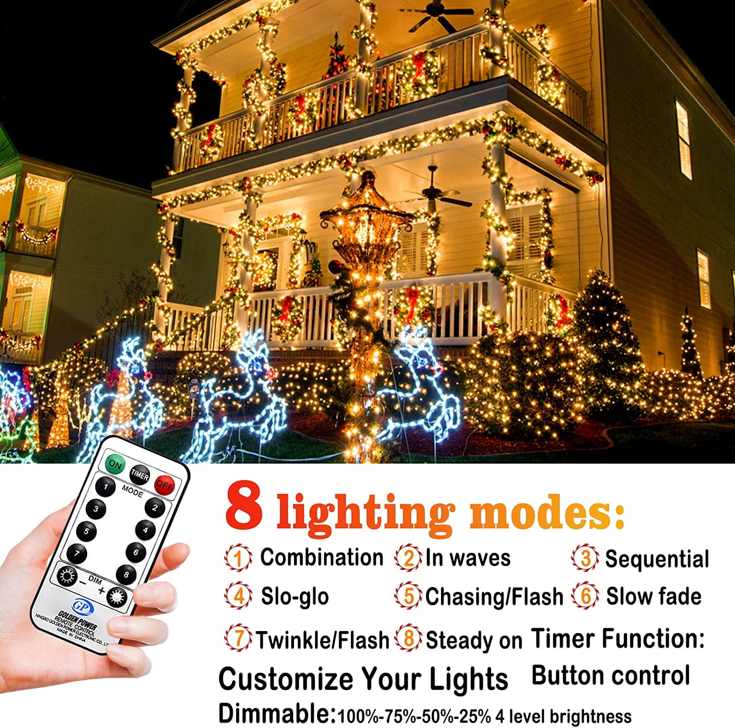 QZYL 410 FT Christmas Lights Outdoor, 1000 LED Long Blue Christmas Lights  Decorations, Waterproof Christmas Tree Lights, Remote Control Christmas  Fairy Lights for Garden Patio Holiday Christmas Decor 
