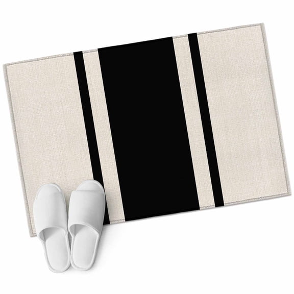Bathroom Rugs 2x3 Ft, Black Vintage Non Slip Area Rugs for Kitchen Bedroom Entryway, Geometric Stripes Simple Lines Washable Carpet Runner Rug Floor Mats for Bedroom Home Decor