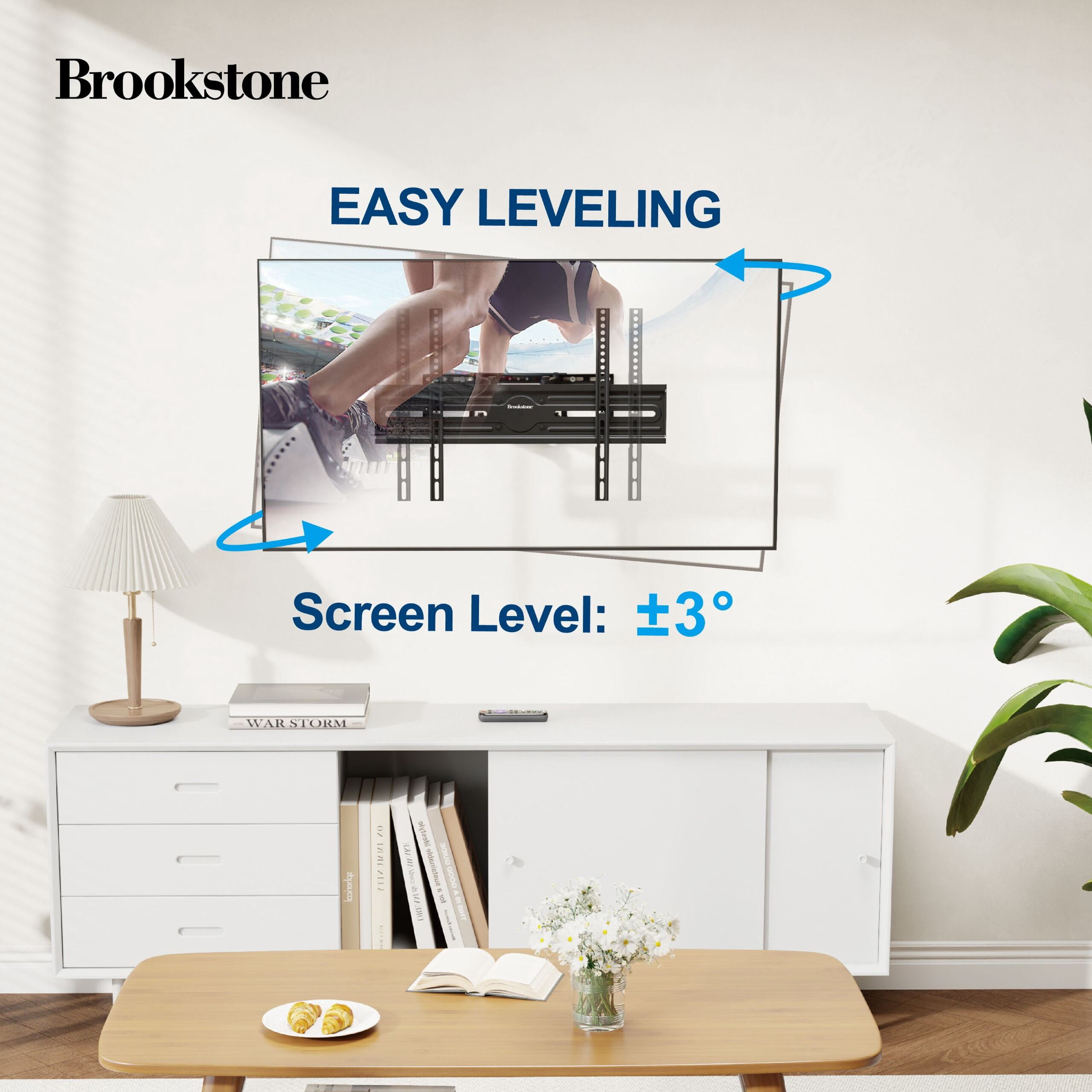 Brookstone Full Motion Wall Mount for 37"-80" TVs, Swivel, Tilt, Level Adjust, 99 lbs Capacity