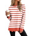 thumbnail image 5 of Dzrciro Sweatshirt for Women, Stripe Long Sleeve Crew Neck Orange Pullover Tops with Scalloped Hem, Fall Casual Loose Comfy Sweatshirts S-2XL, 5 of 8