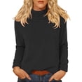 thumbnail image 1 of Comdrip Hauts pour Femmes Manches Longues Chemises pour Femmes Coupe Ample Col Roulé Haut Décontracté Automne Hauts Légers Chauds Chandails Hauts Col Roulé pour Femmes Noir 2TG, 1 of 5