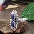 thumbnail image 4 of Divya Shakti Blue Sapphire Sterling Silver Ring: Faceted Cocktail Ring, 4 of 8