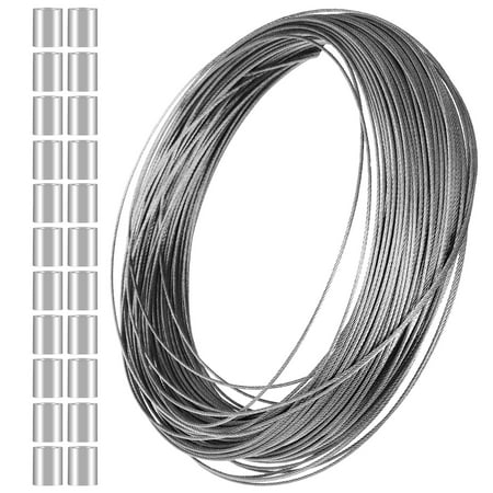 

Wire Rope Wire Cable Rope with Oval Aluminum Sheath Sleeves for Diy Balustrades Clothesline