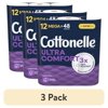 (3 pack) Cottonelle Ultra Comfort Strong Toilet Paper, 12 Mega Rolls with 244 Sheets per Roll