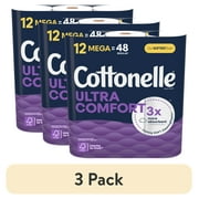 (3 pack) Cottonelle Ultra Comfort Strong Toilet Paper, 12 Mega Rolls with 244 Sheets per Roll