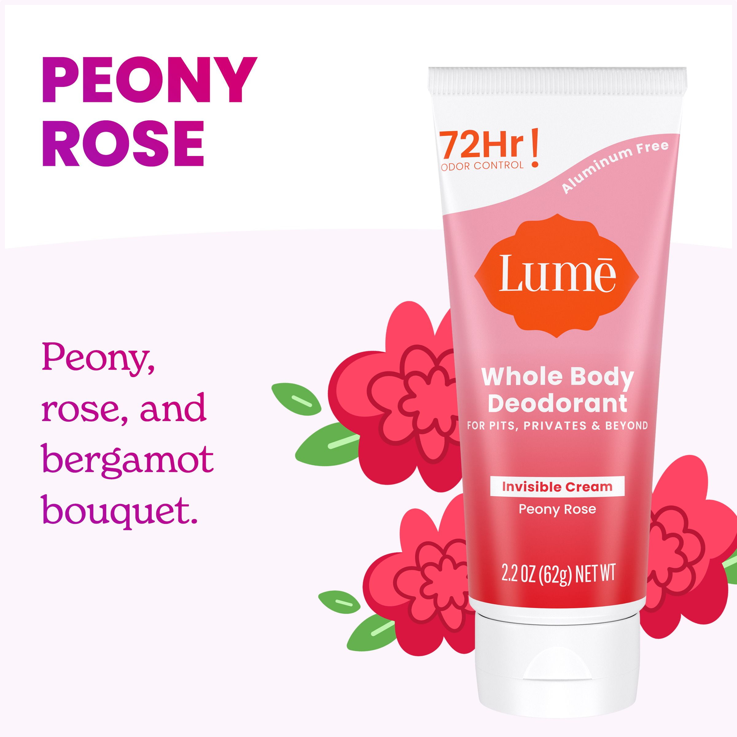 Lume Whole Body Women's Deodorant - Invisible Cream - Aluminum Free - Peony Rose - 2.2oz Tube