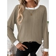 thumbnail image 6 of SHIBEVER Long Sleeve Shirts for Women Fall Womens Tops Crew Neck Lightweight Sweater Pullover Basic Tunic Winter Clothes Coffee L, 6 of 7