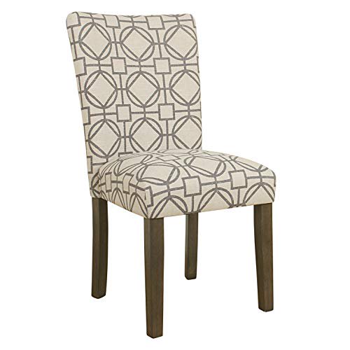 Parson Dining Chairs with Trellis Patterned Fabric Upholstered Seating ...