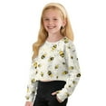 thumbnail image 5 of Xoenoiee Bee Honeycomb Print Girls Sweatshirt Kids Long Sleeve Oversized Fashion Pullover Crop Tops Fall Clothes, 13-14 Years, 5 of 7