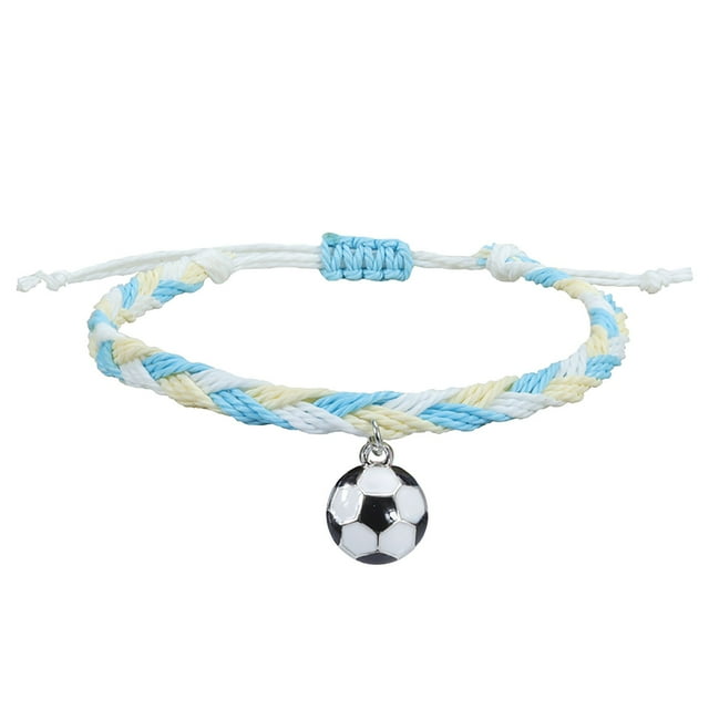 Pulseras de Fútbol Charm Favors Fútbol Negro Rojo Blanco Marrón Pulseras de Fútbol Cuentas Ajustable Inspirational for Teens Adults Sport Birthday Football Favors For