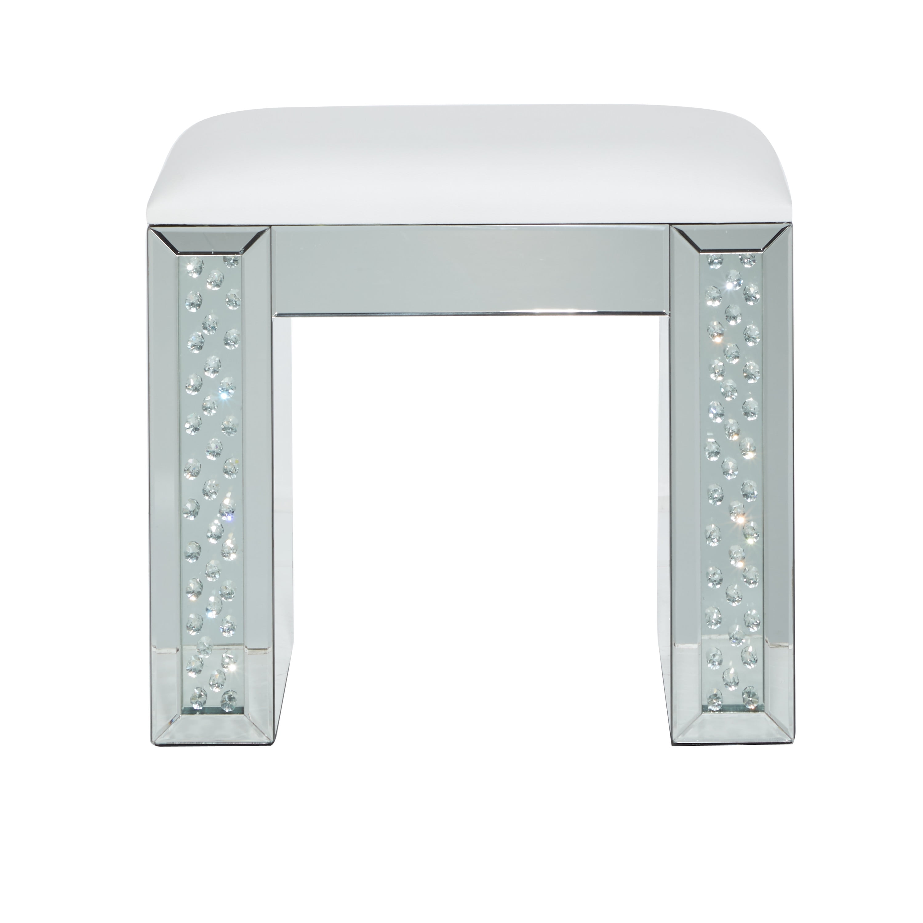 DecMode 15"W, 21"H Wood Glam Stool, Silver, 1-Piece