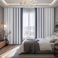 thumbnail image 2 of Blue Vertical Striped Blackout Curtains for Bedroom/Living Room, Pinch Pleated Black Out Curtains, White Minimalist Modern Room Darkening Window Drapes with Hooks 2 Panels, 39"x70", 2 of 8