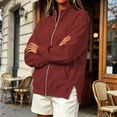 thumbnail image 6 of Ghalytn Women's Fleece Lined Full Zip Jacket Stand Collar Long Sleeve Casual Sweatshirt Coat with Pockets, 6 of 9